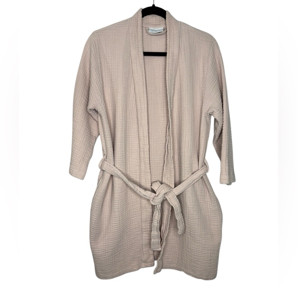 Parachute Women’s Robe Rose Light Pink Cotton Gauze Belted Size Small Gauzy